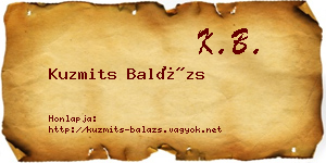 Kuzmits Balázs névjegykártya